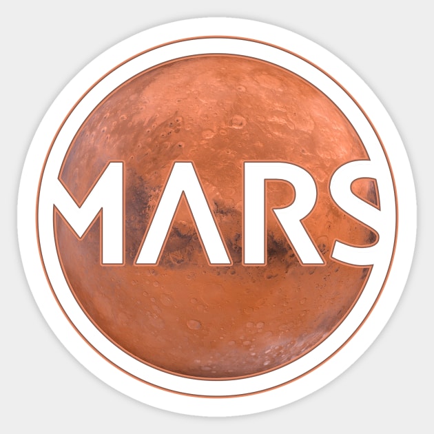 Planet Mars with lettering for gift and space idea Sticker by sweetczak